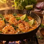 Crevettes à la thai en curry rouge coco