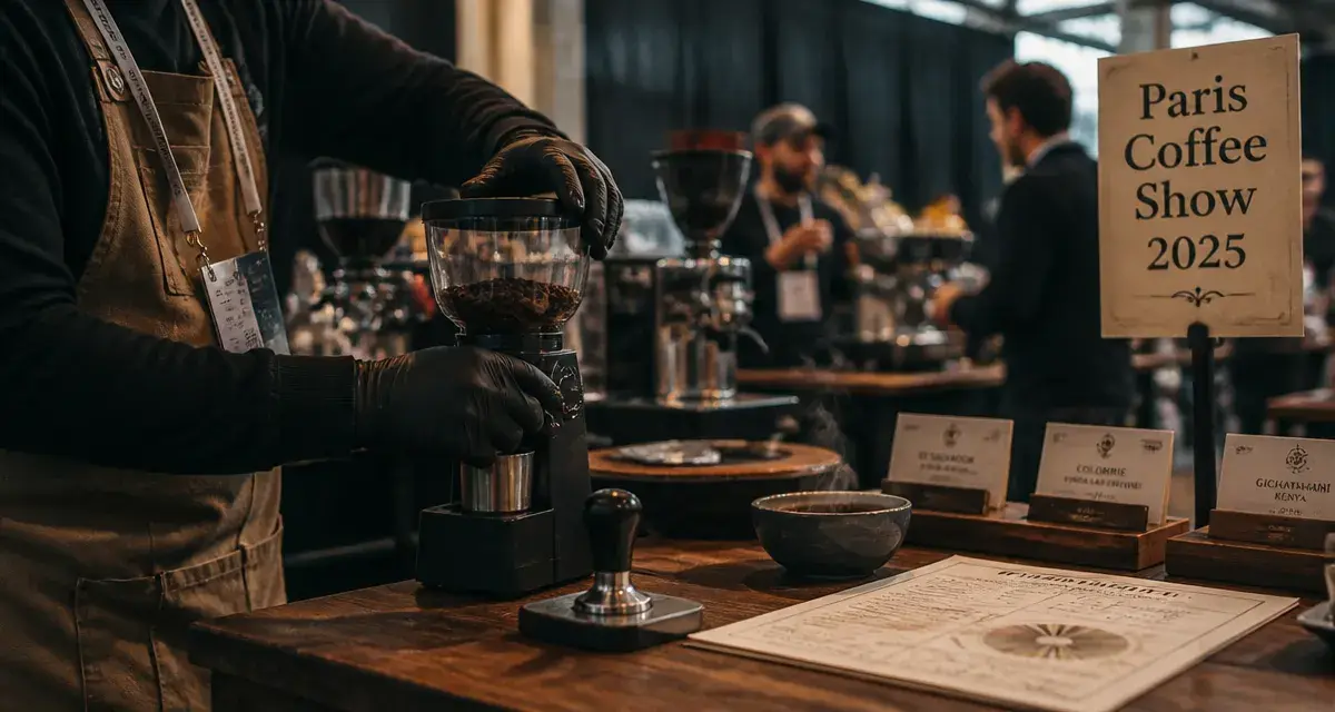 Paris Coffee Show 2025 : stand de café avec mouture et cupping au Parc Floral