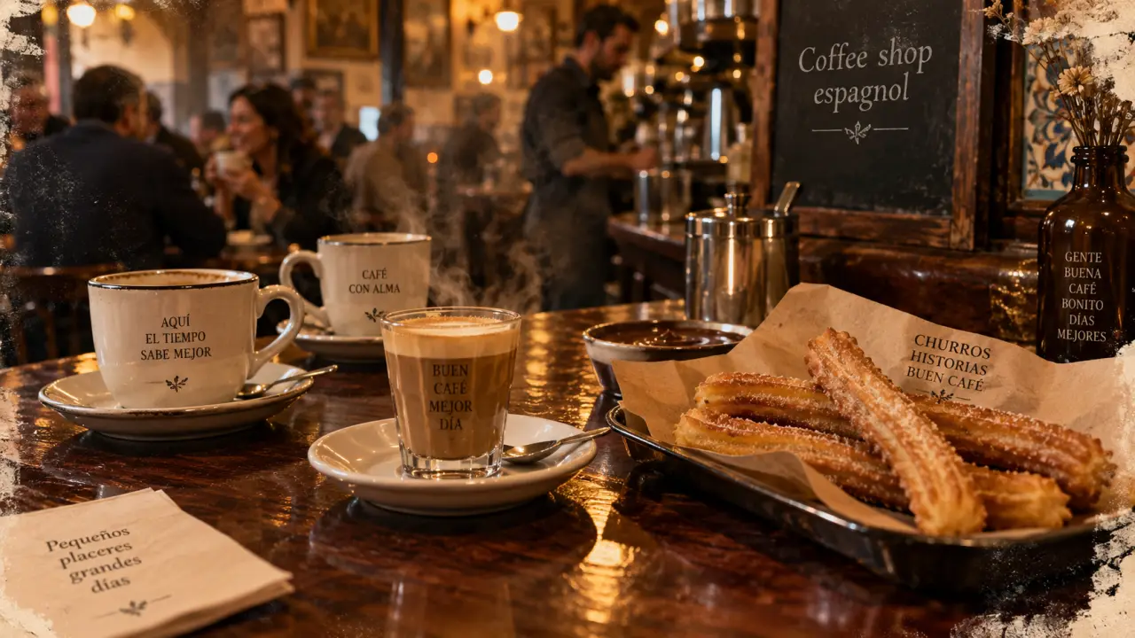 Coffee shop espagnol : comptoir café espagnol, cortado et churros