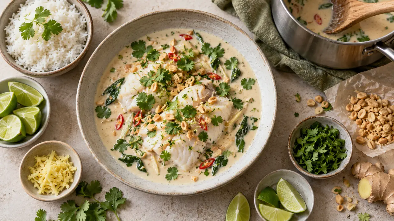 Recette poisson thailandais au lait de coco, poisson fondant